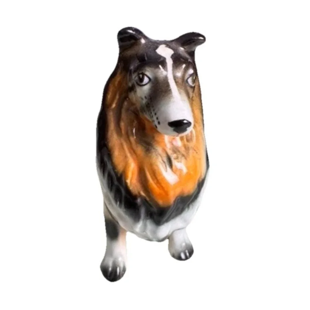 Licensed Tricolor Sheltie Sheepdog Glossy Standing Pride Pose Porcelain Figurine